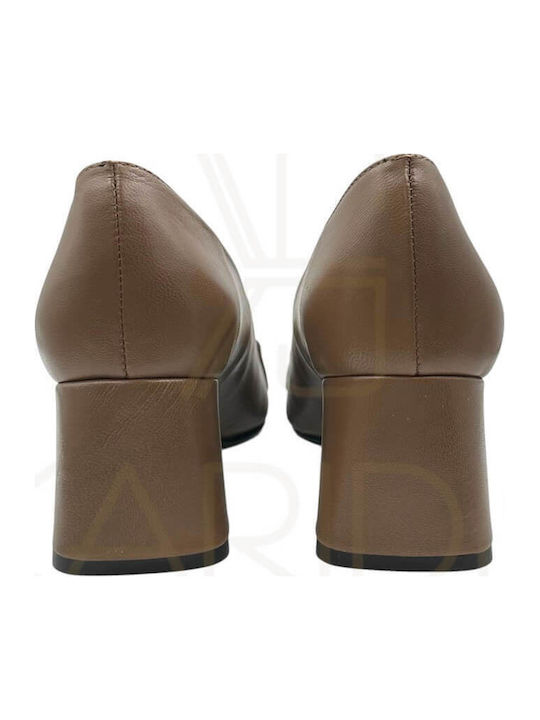 Leather Brown Medium Heels
