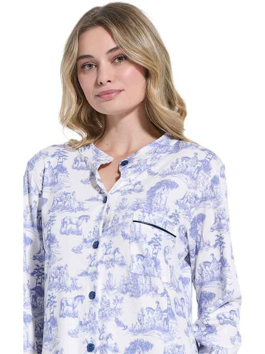 Jeannette Lingerie Winter Damen Nachthemd Weiß