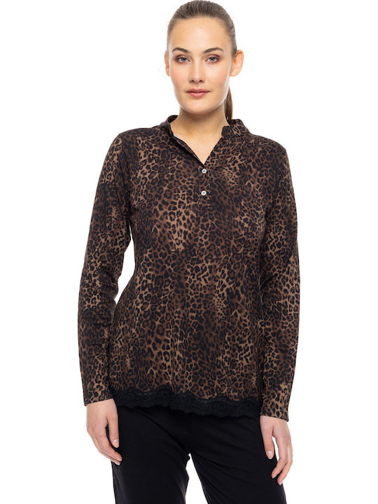 Pink Label Winter Damen Pyjama-Set Black