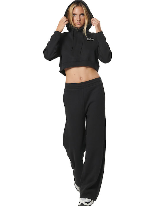 Cropped Women's Sweatshirt Hooded Black