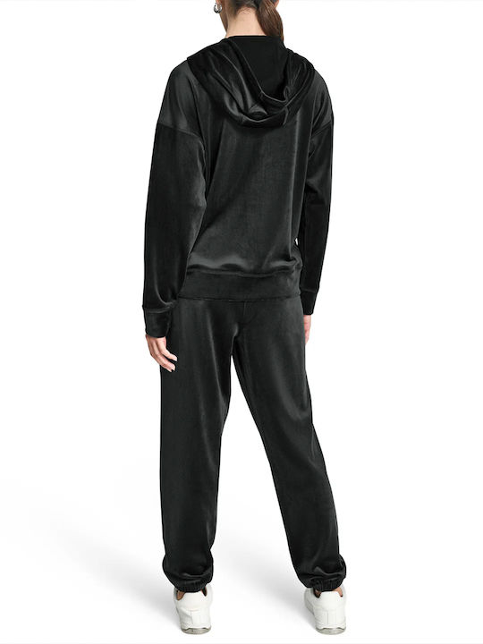 Rhinestone Damen Sweatshirtjacke Kapuzen Black