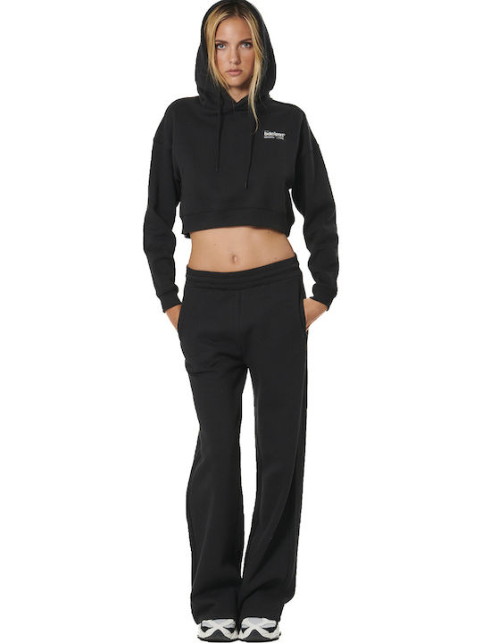 Cropped Women's Sweatshirt Hooded Black