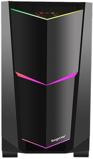 Segotep Ares Геймърско бюро Midi Tower Компютърна кутия с ARGB осветление Черен