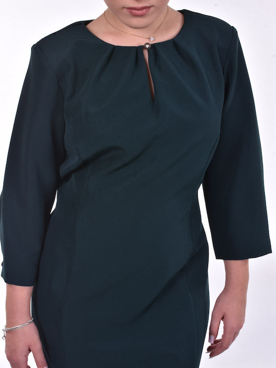 Midi Dress with 3/4 Sleeve Green