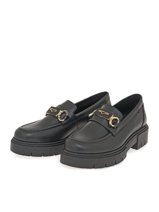 Leather Women's Loafers in Black Color