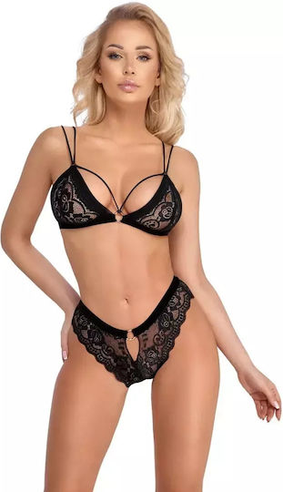 Cottelli Collection Sexy Lingerie Sets with Lace Black 2 Pieces
