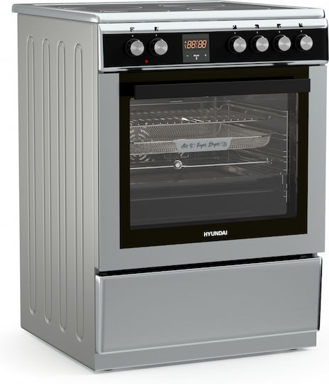 Hyundai Aragaz 69lt cu Plite Ceramice L60cm. Inox