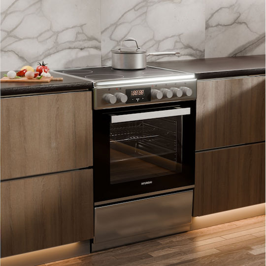 Hyundai Aragaz 69lt cu Plite Ceramice L60cm. Inox