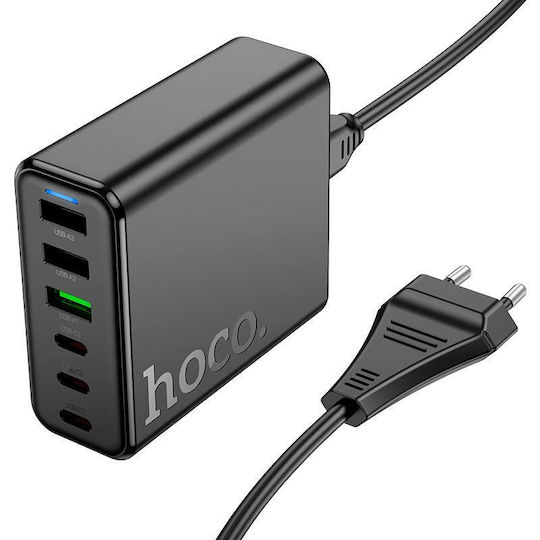 Hoco с 3 USB-A порта и 3 USB-C порта 75W Power Delivery / Quick Charge 3.0 Черен (C133A)
