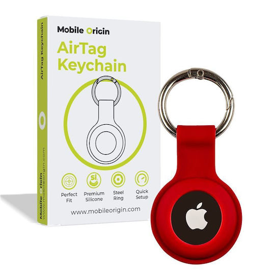 Mobile Origin Schlüsselbund-Etui Silikon für AirTag in Rot Farbe