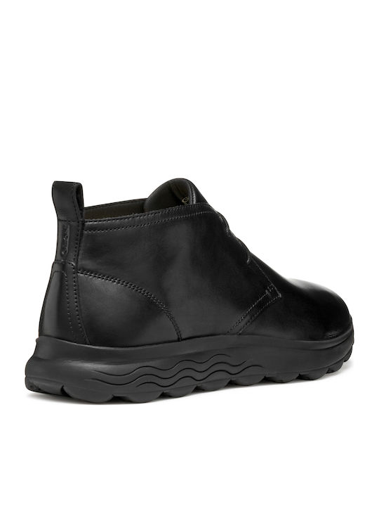 U Spherica B Leather Black Men's Boots