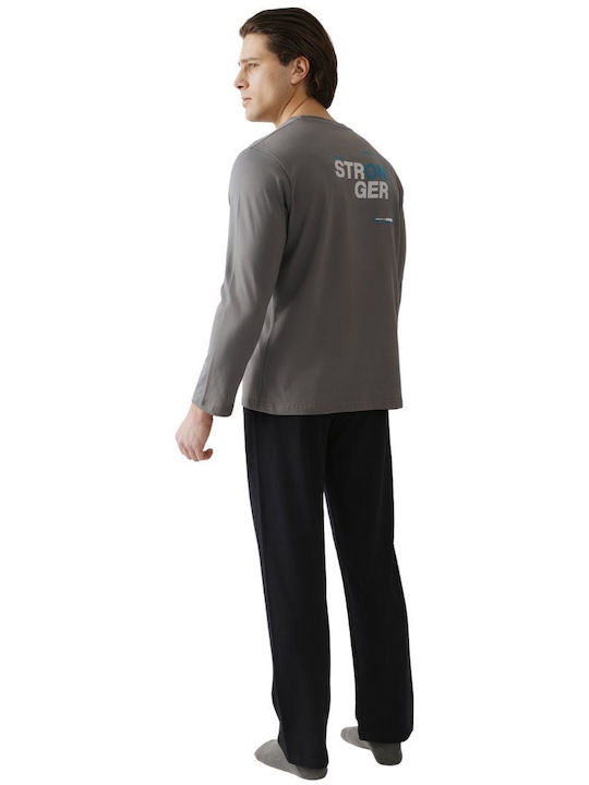 Minerva Winter Men's Cotton Pyjama Dark Gray