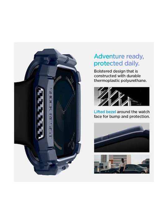 Spigen Rugged Armor Silikonhülle in Blau Farbe für Apple Watch 10 42 mm