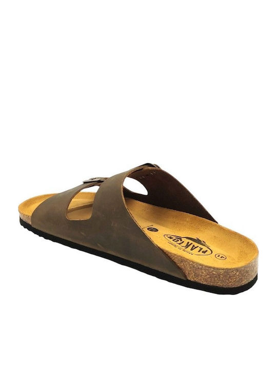 Leather Men's Sandals In Green Colour