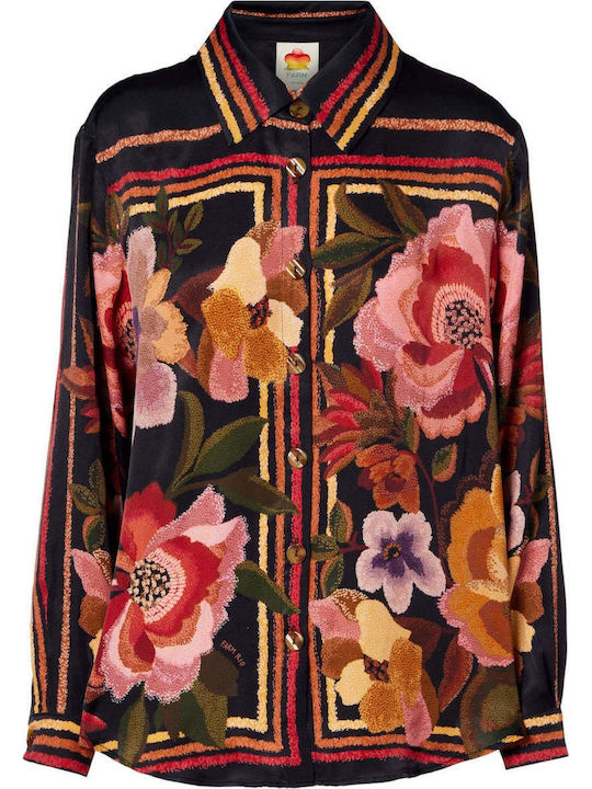 Women's Floral Long Sleeve Shirt Black