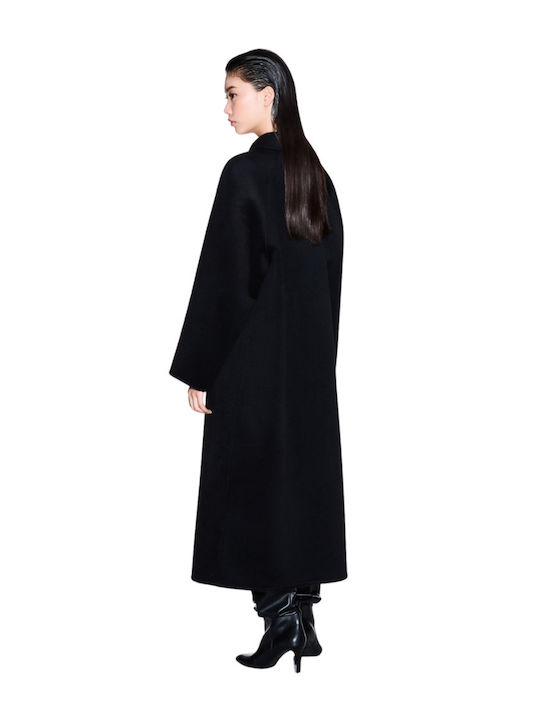 Wolle Damen Schwarz Mantel