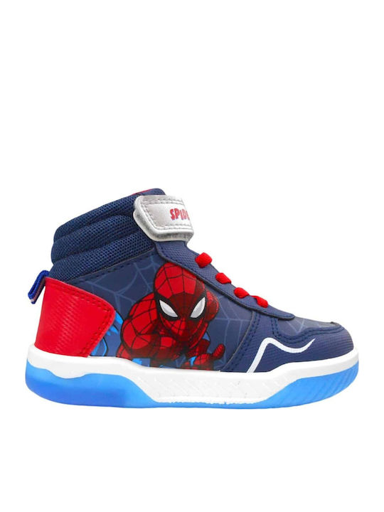 Spiderman Kids Sneakers High with Lights Blue