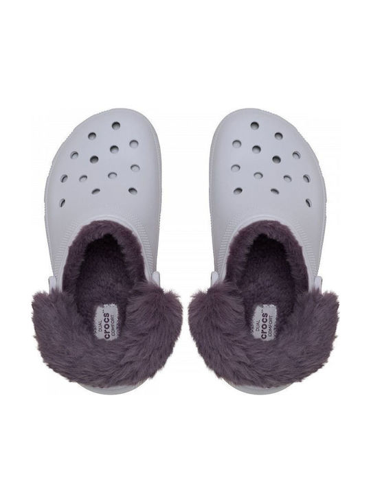 Crocs Saboti Classic Platform Pentru Femei Cu Blană Violet