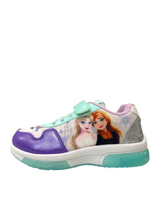 Frozen Παιδικά Sneakers Ανατομικά με Σκρατς & Φωτάκια Λιλά