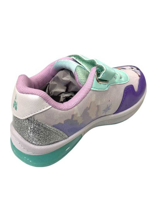 Frozen Παιδικά Sneakers Ανατομικά με Σκρατς & Φωτάκια Λιλά