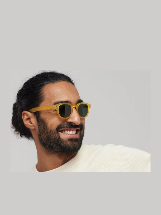 Izipizi Unisex Sunglasses with Yellow Plastic Frame and Green Lens