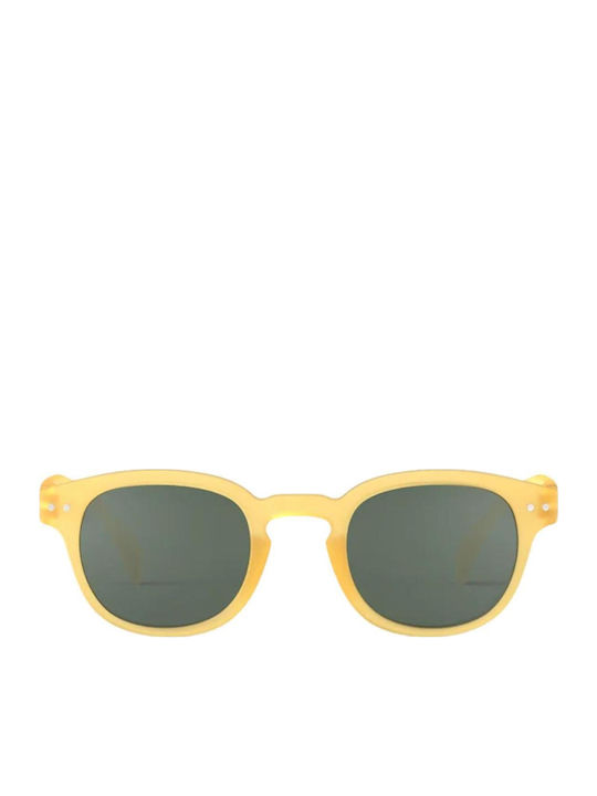 Izipizi Unisex Sunglasses with Yellow Plastic Frame and Green Lens