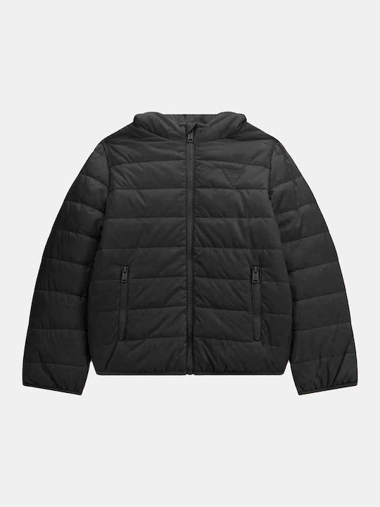 Kids' Quilted Jacket with Hood Black