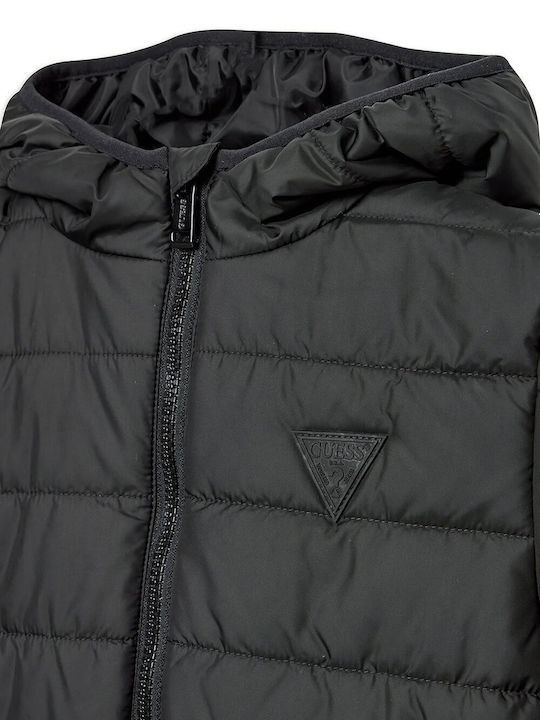 Kids' Quilted Jacket with Hood Black