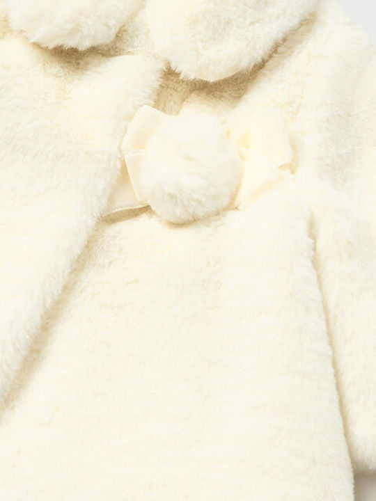 Kids' Fur Short with Hood Ecru
