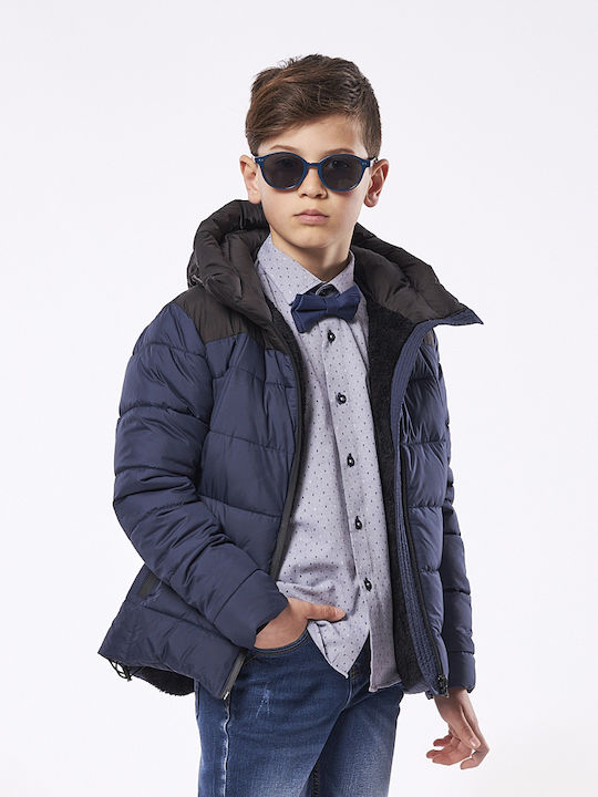 Kinder Freizeitjacke Kurz mit Kapuze Marineblau