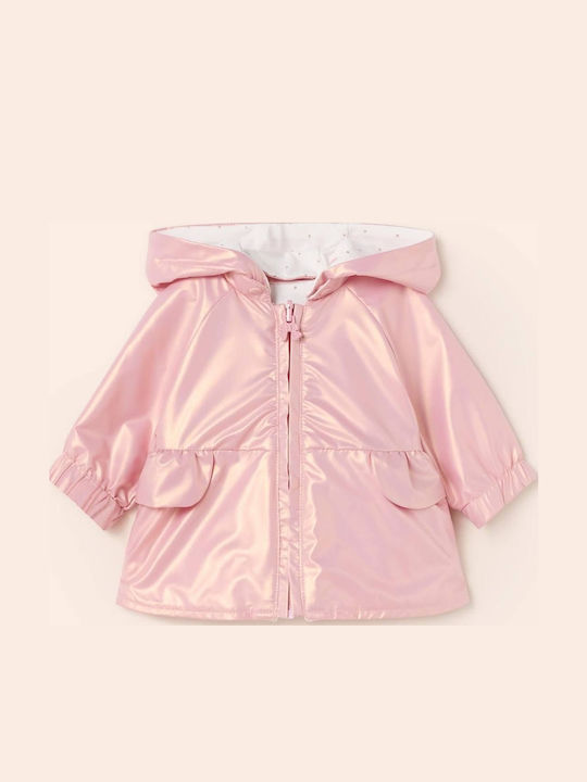 Kinder Freizeitjacke Kurz Winddicht Beidseitig mit Kapuze Rosa