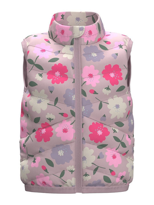 Kids' Quilted Jacket Sleeveless Short Pink