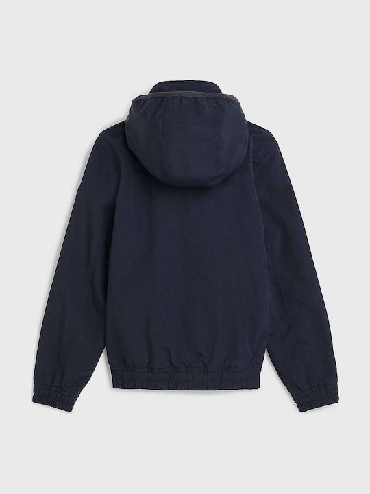 Kinder Freizeitjacke Kurz mit Futter & Kapuze Blau Essential