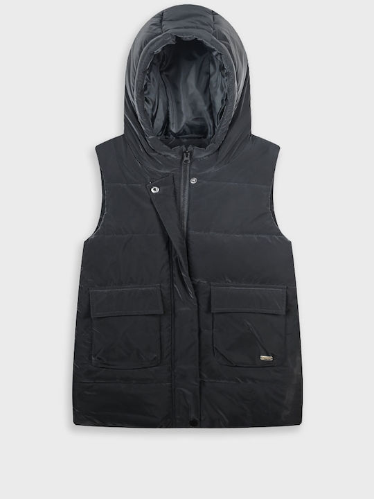 Kids' Quilted Jacket Sleeveless with Hood Vanilla