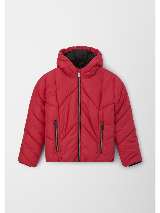 Kids' Casual Jacket Short with Lining & Hood Red