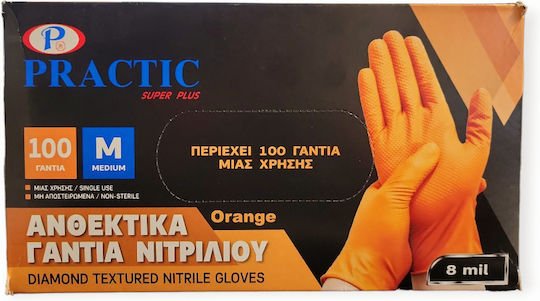 Practic Arbeitshandschuhe Einweg Orange Nitril 100Stück