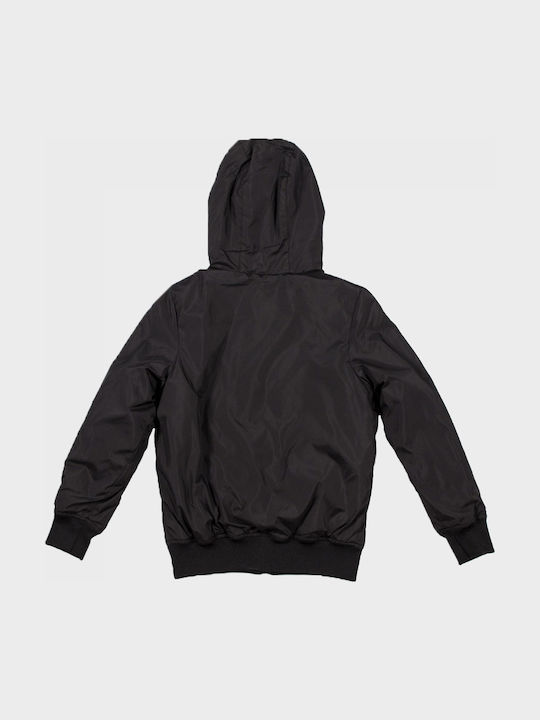 Kinder Sportjacke Kurz mit Kapuze Schwarz