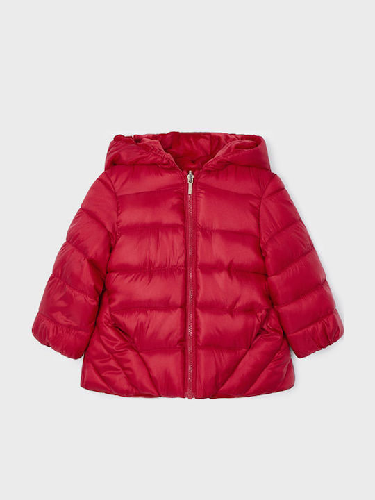 Ecofriends Kids Quilted Short Double Sided Hooded Red Jacket