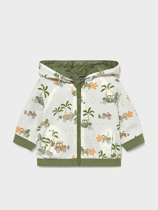 Kids' Sports Jacket Short Windproof Double Sided with Hood Khaki Ecofriends