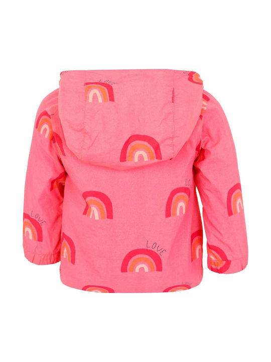 Kids Casual Short Coat with Hood Pink