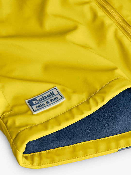 Waterproof Kids' Trench Coat with Lining & Hood Yellow
