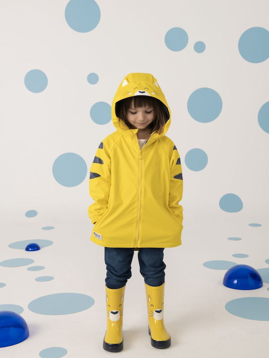 Waterproof Kids' Trench Coat with Lining & Hood Yellow