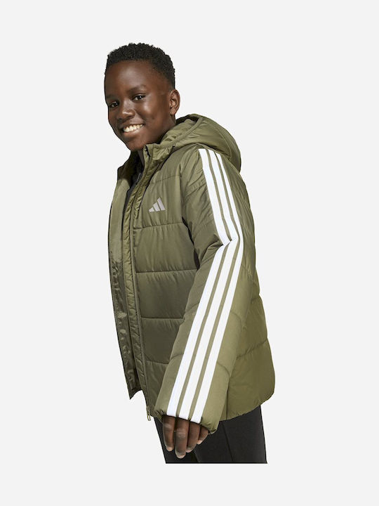 Padded Waterproof Kids Sports Windproof Jacket with Lining Khaki