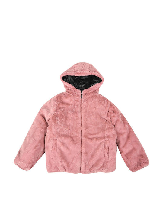 Kids Casual Short Double Sided Coat with Hood Gold