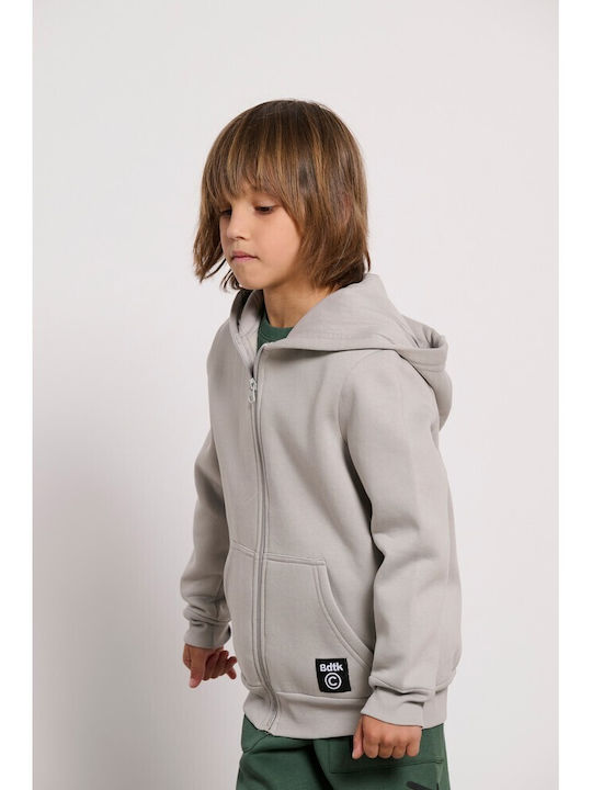 Athletic Kids Cardigan Cotton with Hood Steel