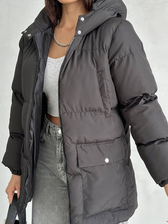 Damen Puffer Jacke für Winter Black