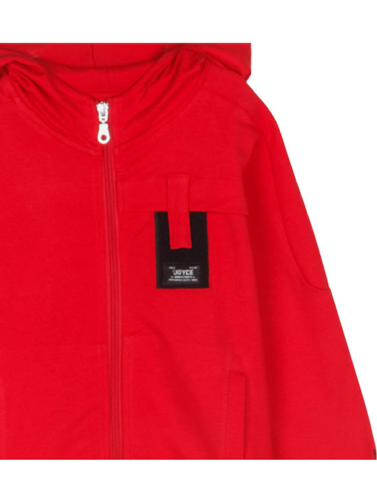 Kinderstrickjacke Baumwolle mit Kapuze Rot