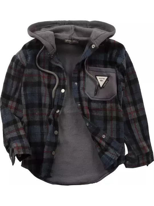 Kids Cardigan Cotton with Hood Black and white