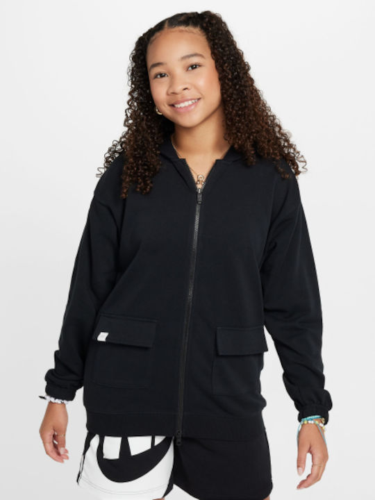 Athletic Kids Cardigan Dri-Fit with Hood Black Sportswear