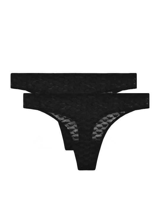 Γυναικεία String 2Pack Μαύρο